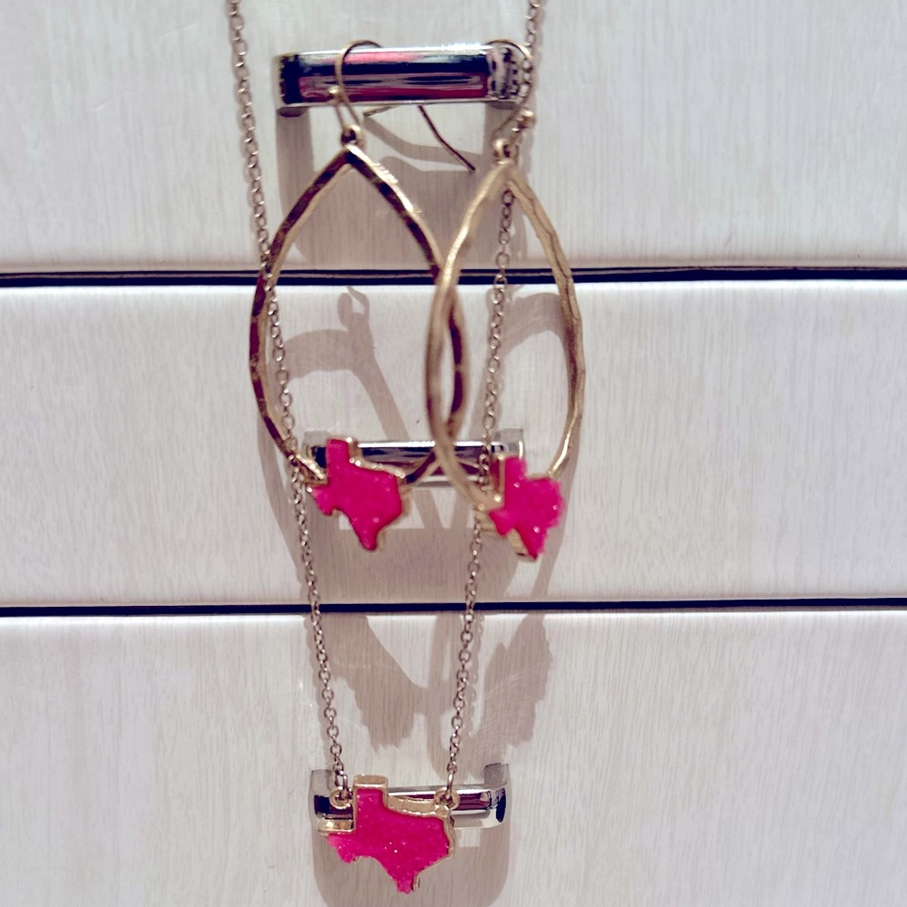 Pink and Gold Texas Jewelry Set